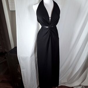 Elegant Black Halter Dress 12P